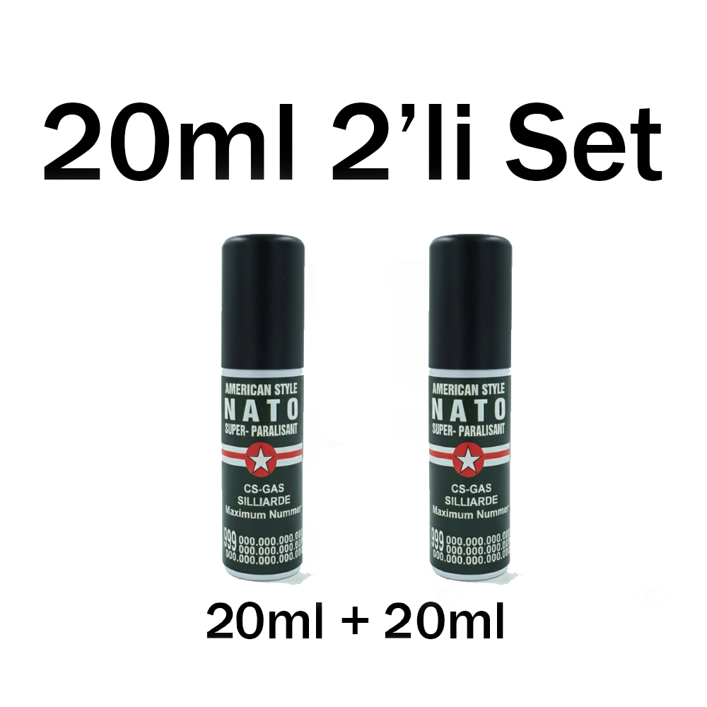 2'li NATO Ruj Boy Biber Gazı (Göz Yaşartıcı Sprey) 20 ml Sprey Seti