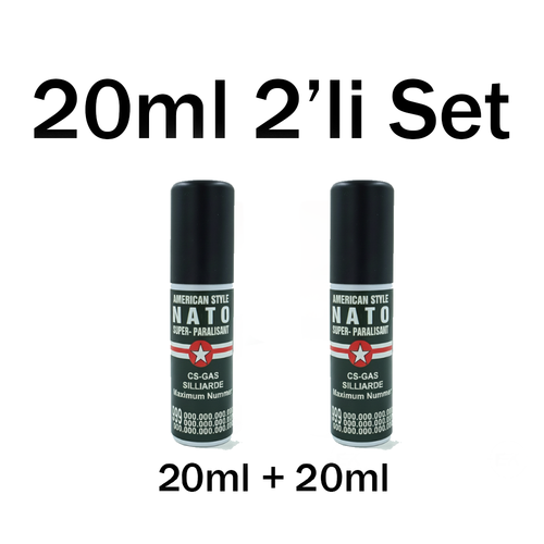 2'li NATO Ruj Boy Biber Gazı (Göz Yaşartıcı Sprey) 20 ml Sprey Seti