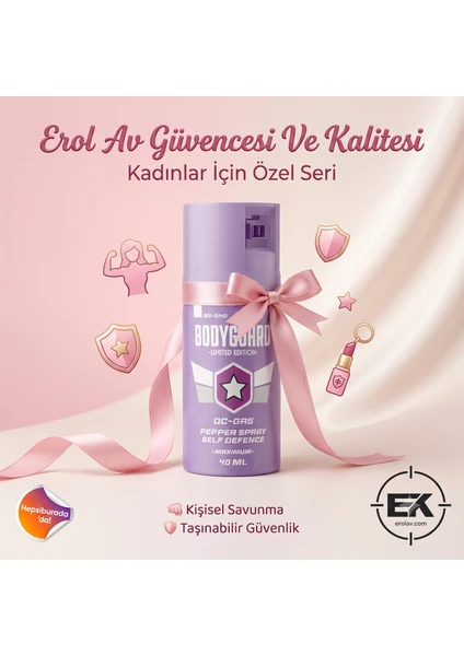 2'li set Bodyguard Limited Edition Biber Gazı 40 ml | Kadınlara Özel Pembe/Lila Kişisel Savunma Spreyi
