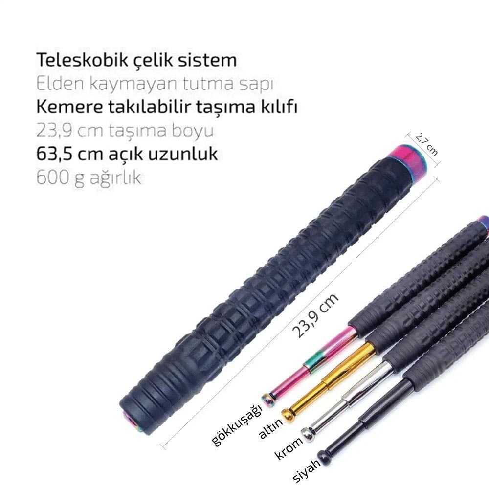 A Kalite Çelik Teleskopik Jop – Üstün Dayanıklılık ve Caydırıcılık (3 Renk Seçeneği)