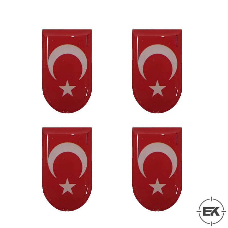 Türk Bayrağı Şarjör Altı Damla Sticker  | 3D Kalın Etiket