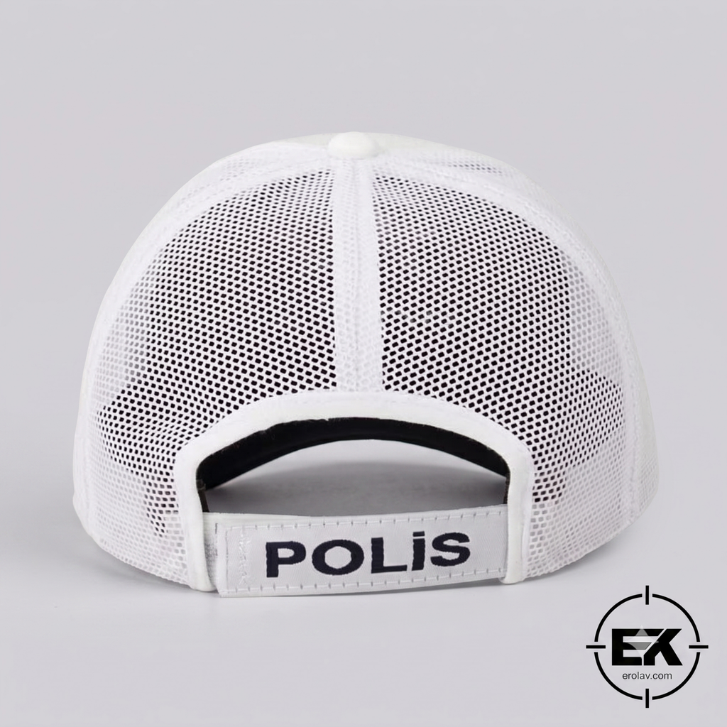 Trafik Polisi Şapkası Yazlık Beyaz Fileli Şapka