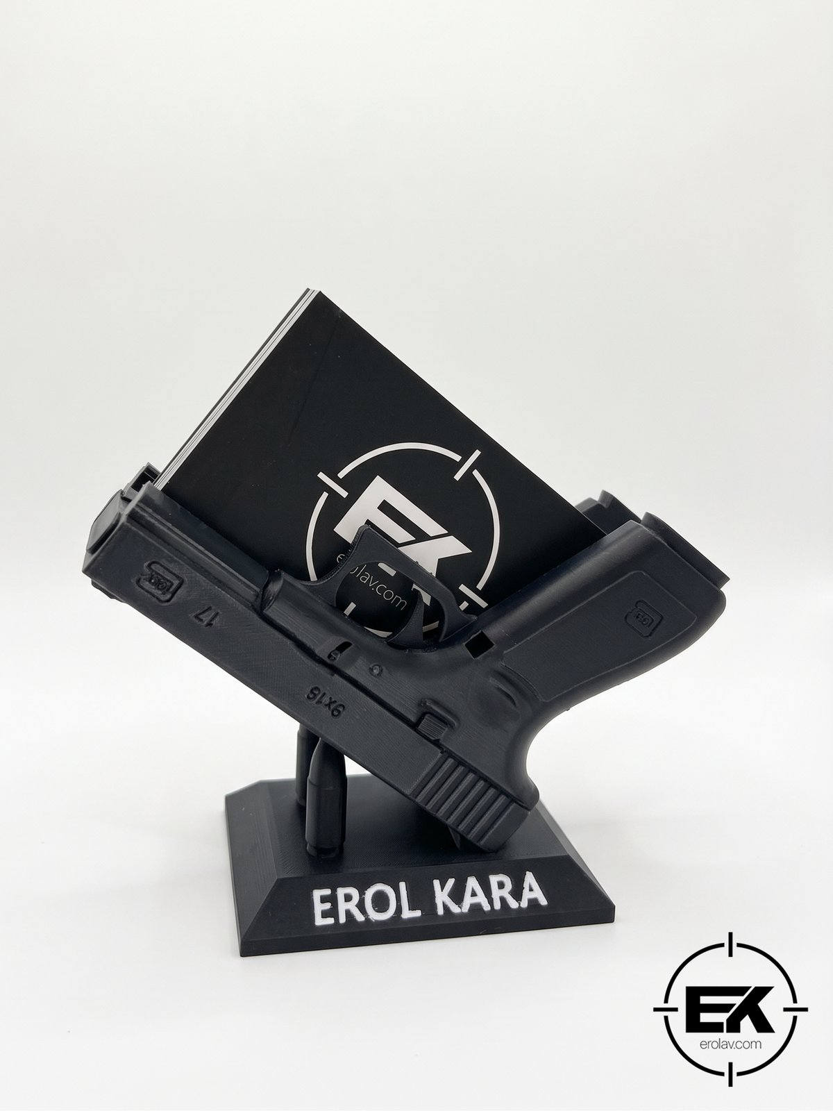 İsme Özel Tabanca Figürlü 3D Baskılı Kartvizitlik
