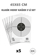 45 × 65 cm klasik atış hedef kağıdı 5’li set