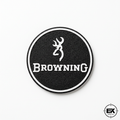 Browning yazılı ve geyik figürlü yuvarlak bardak altlığı