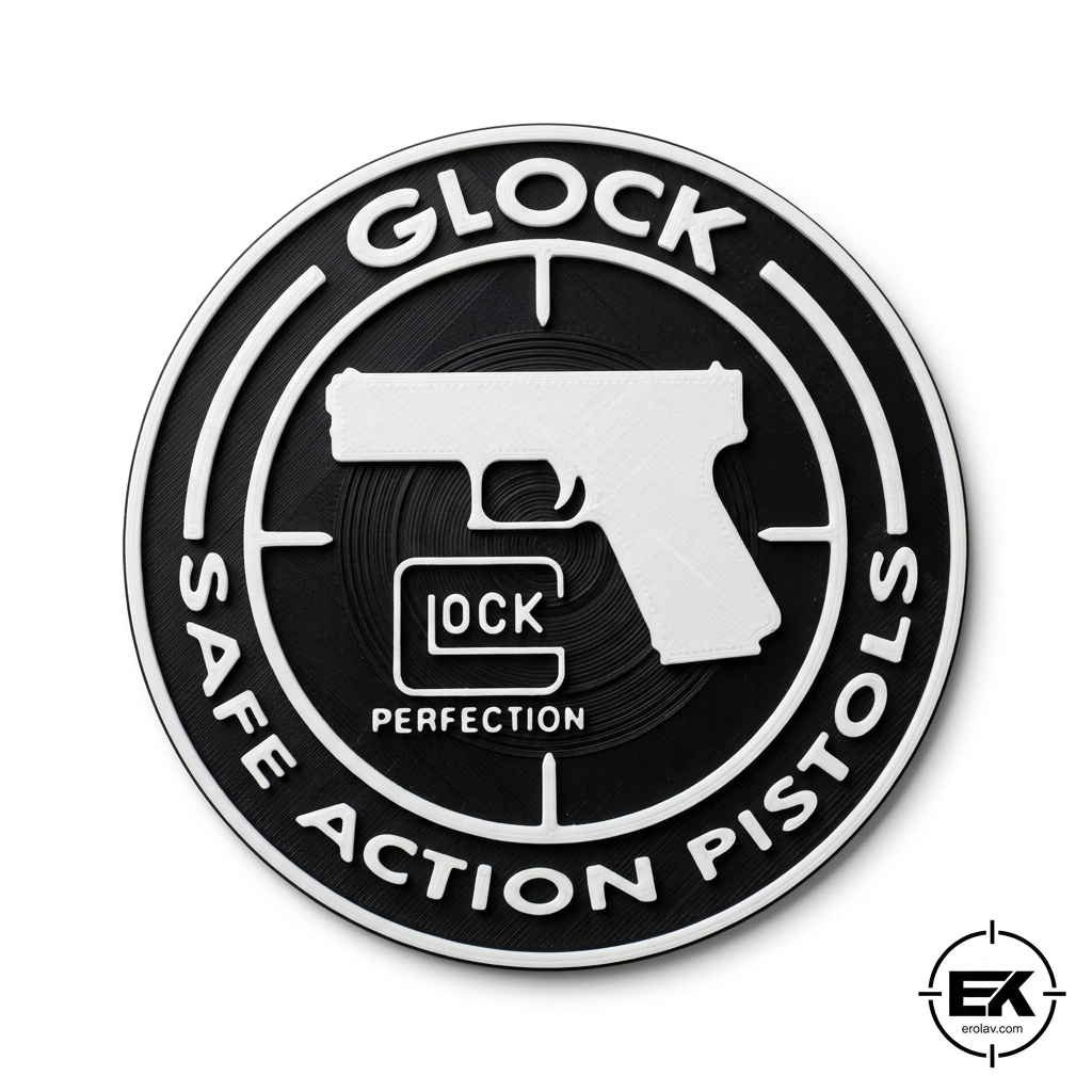 Set içindeki siyah zeminli Glock desenli bardak altlığı