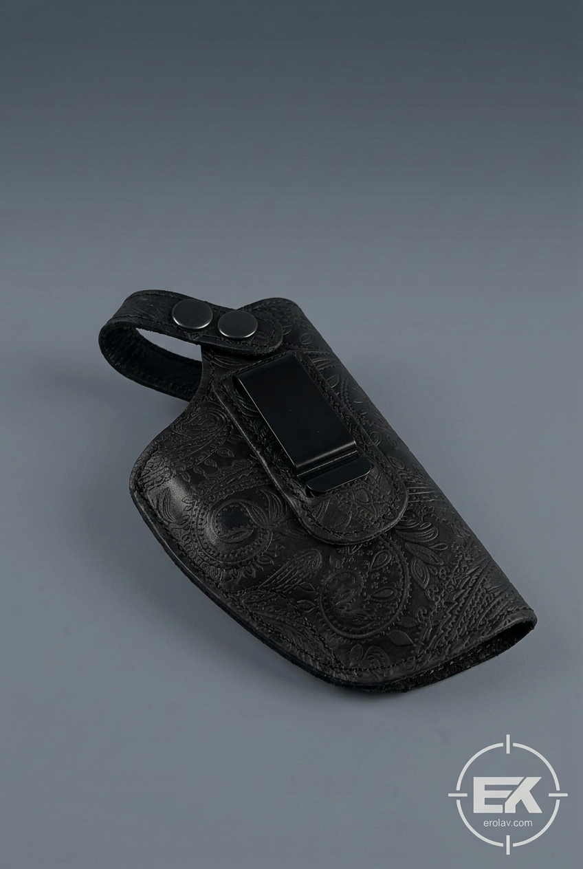 9 mm Desenli Deri İç Taşıma Silah Kılıfı – Siyah